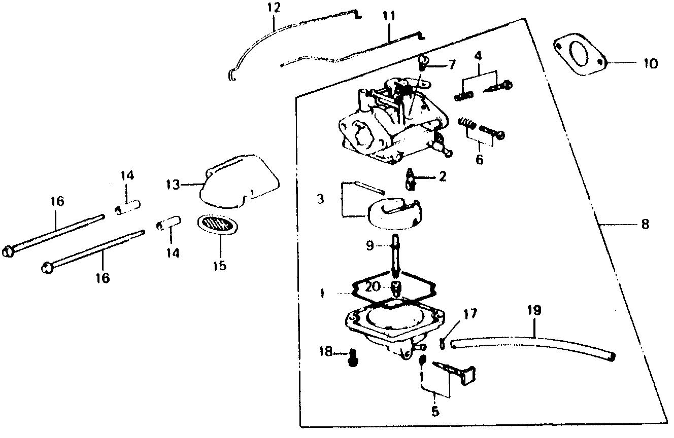 BF75 BF75B carburetor - air guide exploded parts diagram with numbered part references