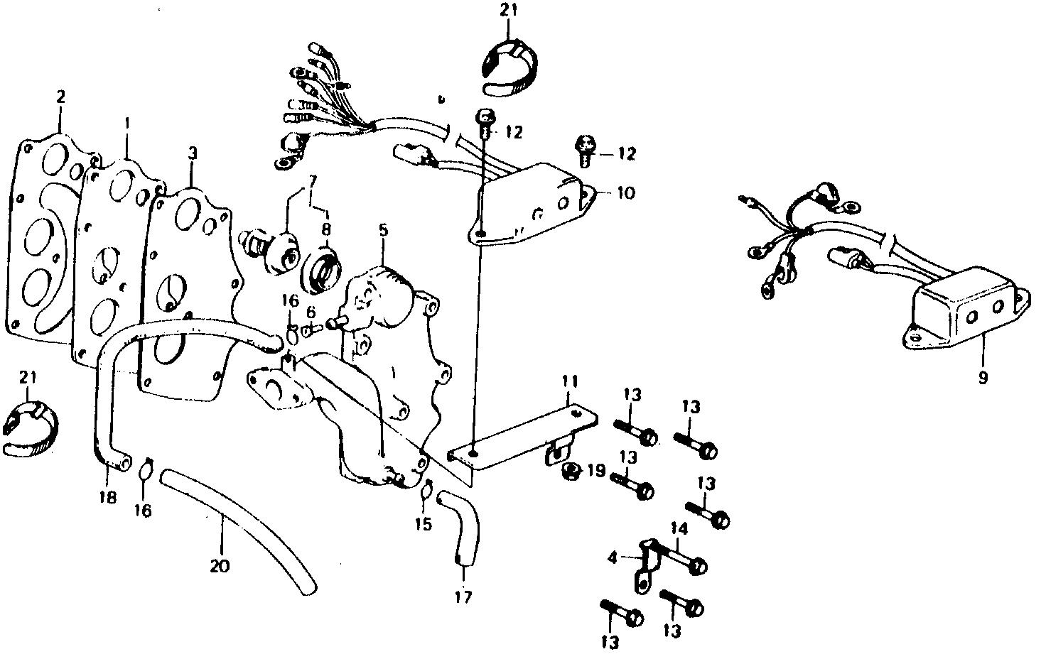 BF75 BF75B inlet manifold - c.d.i.    unit exploded parts diagram with numbered part references