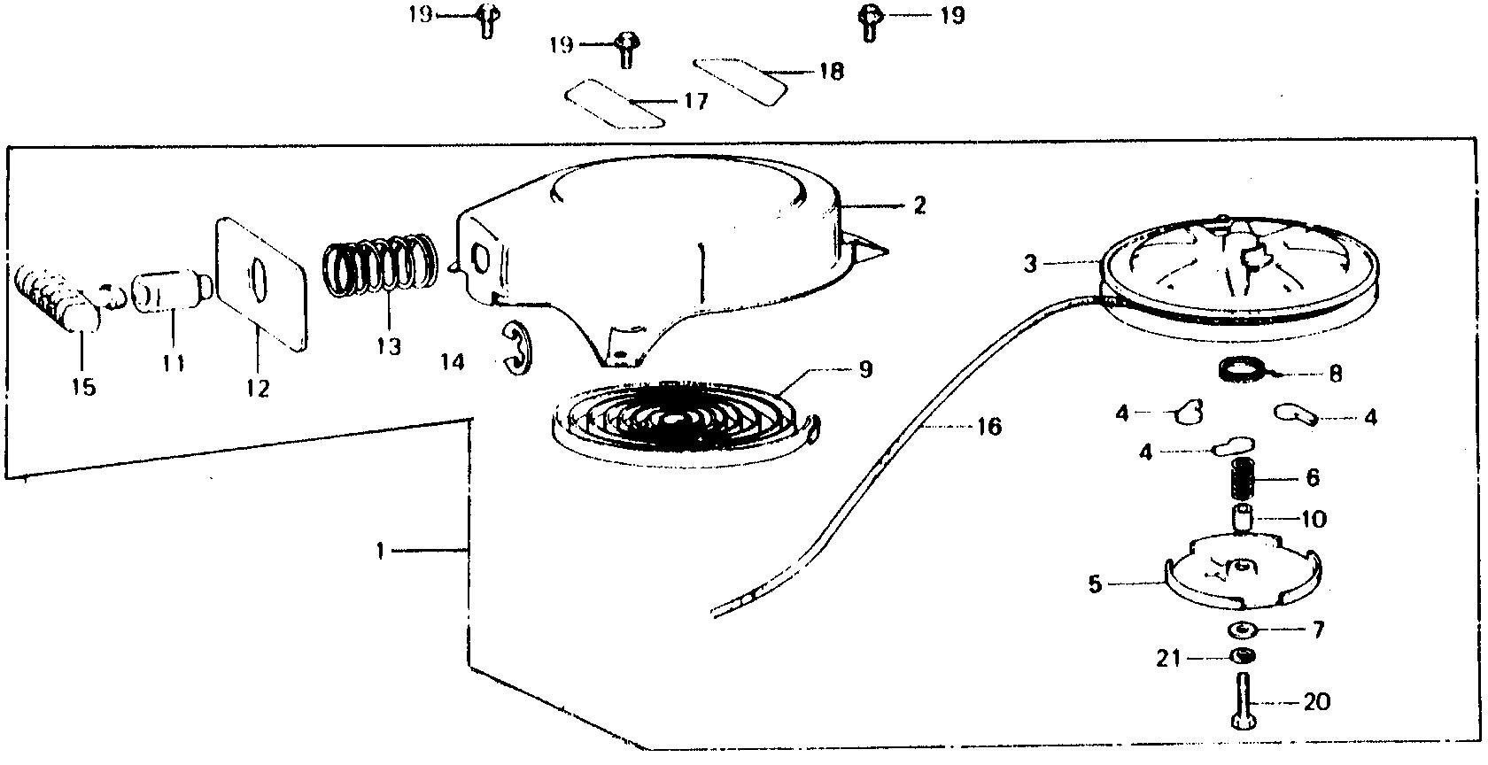 BF75 BF75B recoil starter exploded parts diagram with numbered part references