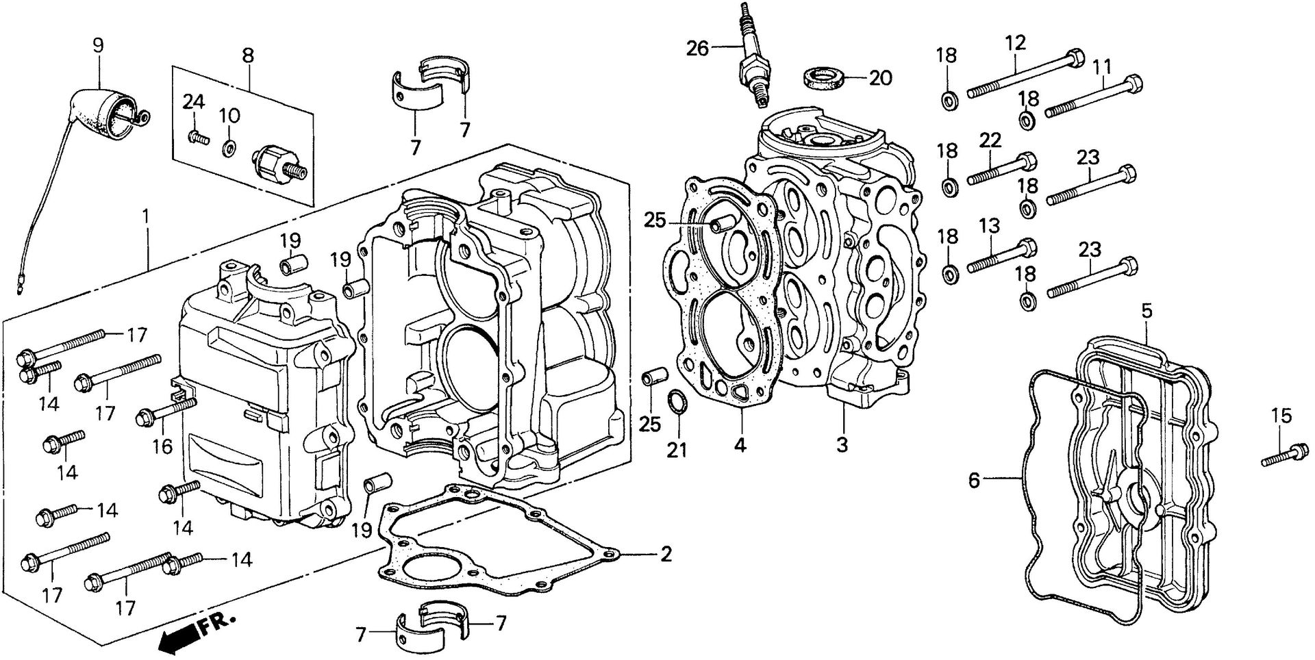 BF75 BF75F cylinder exploded parts diagram with numbered part references