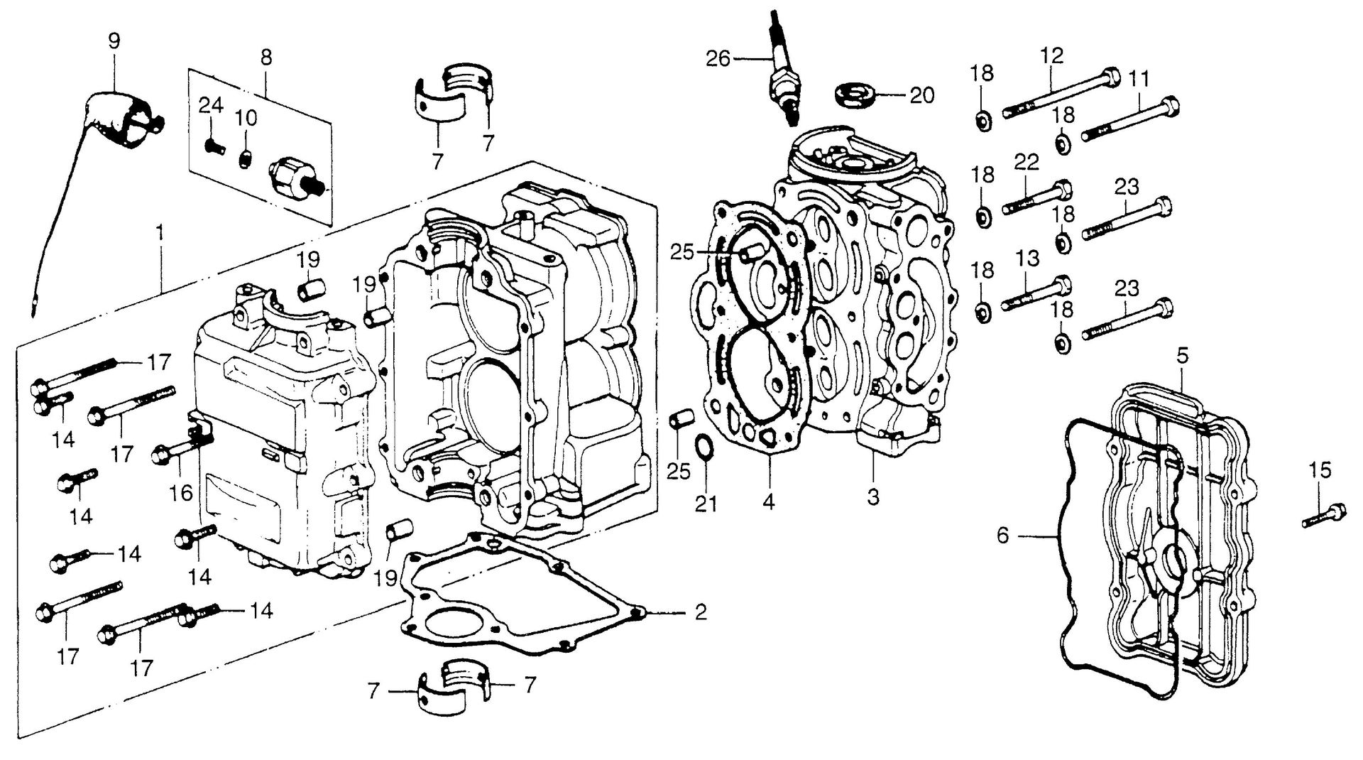 BF75 BF75 cylinder - cylinder head exploded parts diagram with numbered part references