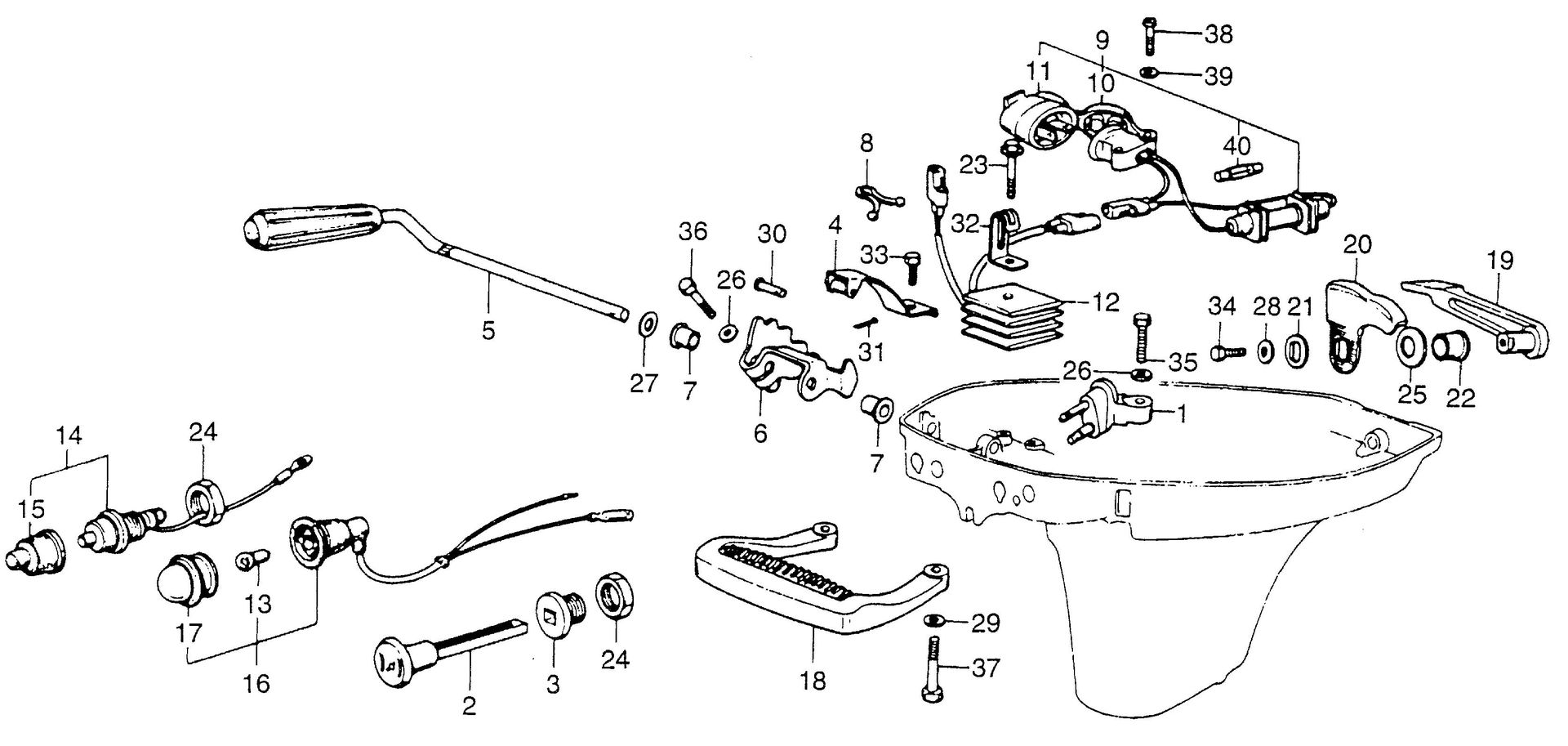 BF75 BF75 shift shaft - carrying     handle - cover lock lever exploded parts diagram with numbered part references