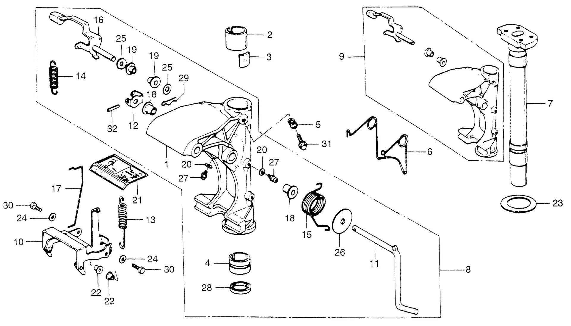 BF75 BF75 swivel case - swivel shaft  - tilt lever exploded parts diagram with numbered part references