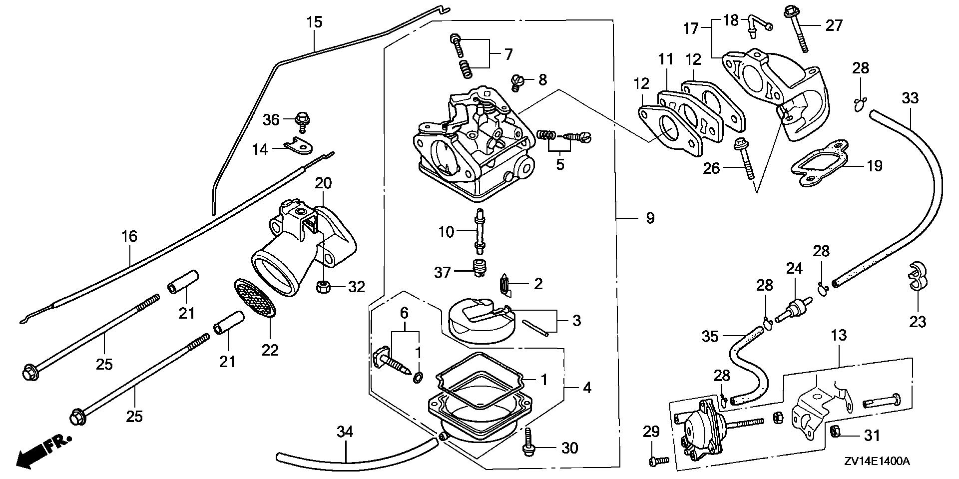 BF50 BF50F carburetor exploded parts diagram with numbered part references