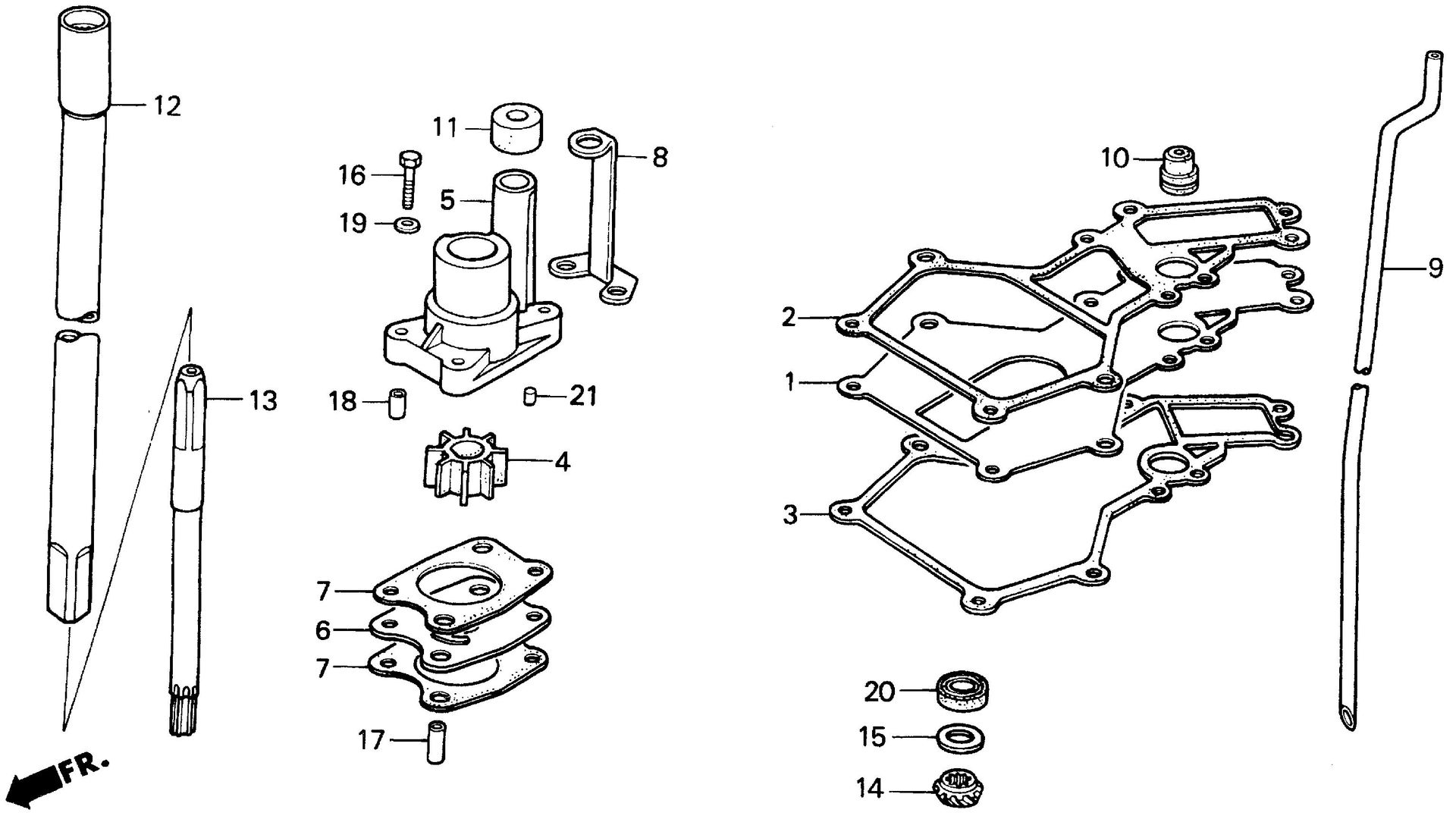 BF50 BF50F vertical shaft exploded parts diagram with numbered part references