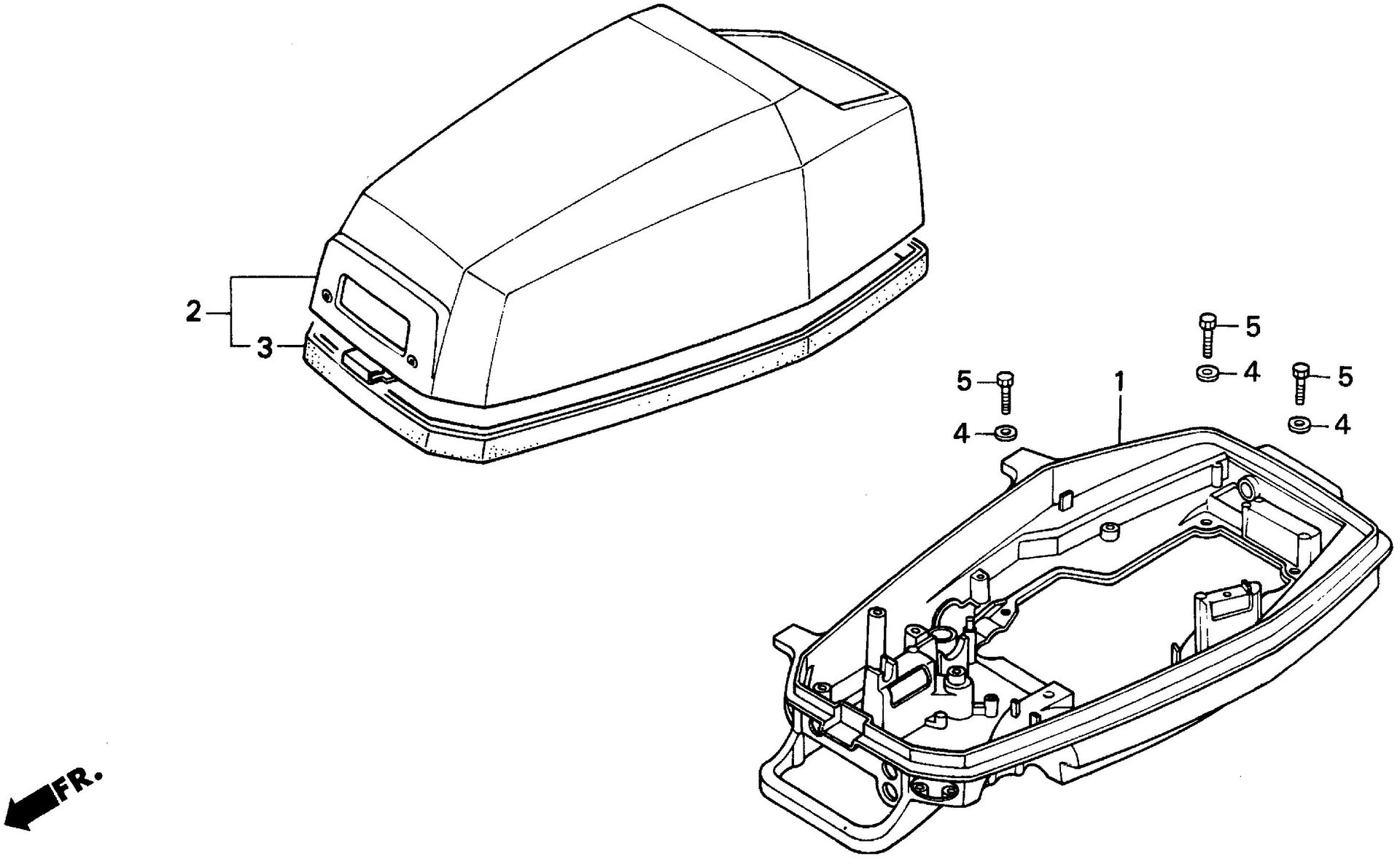 BF50 BF50F engine cover exploded parts diagram with numbered part references