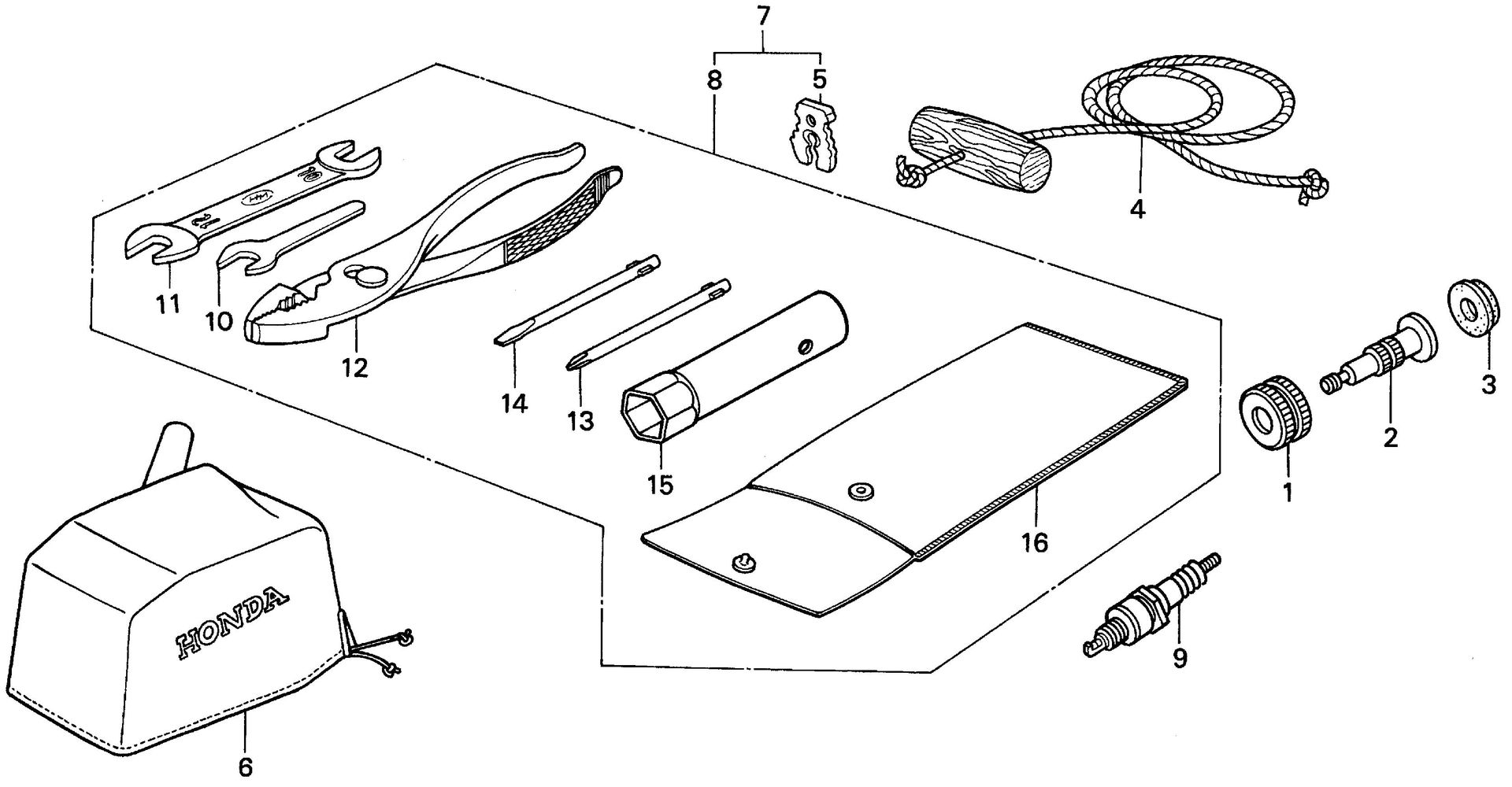 BF50 BF50F tools exploded parts diagram with numbered part references