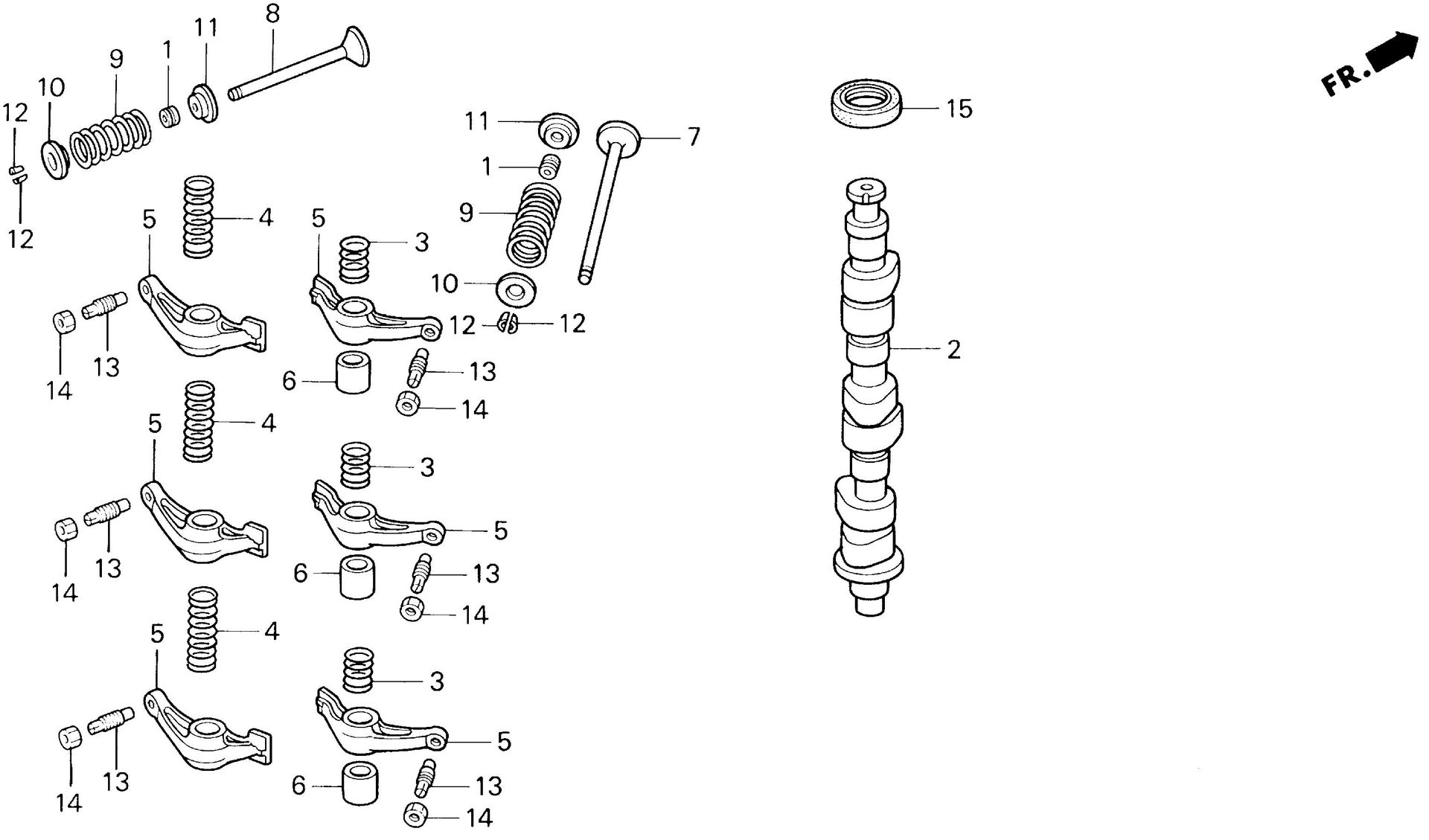 BF40 BF40AX camshaft exploded parts diagram with numbered part references