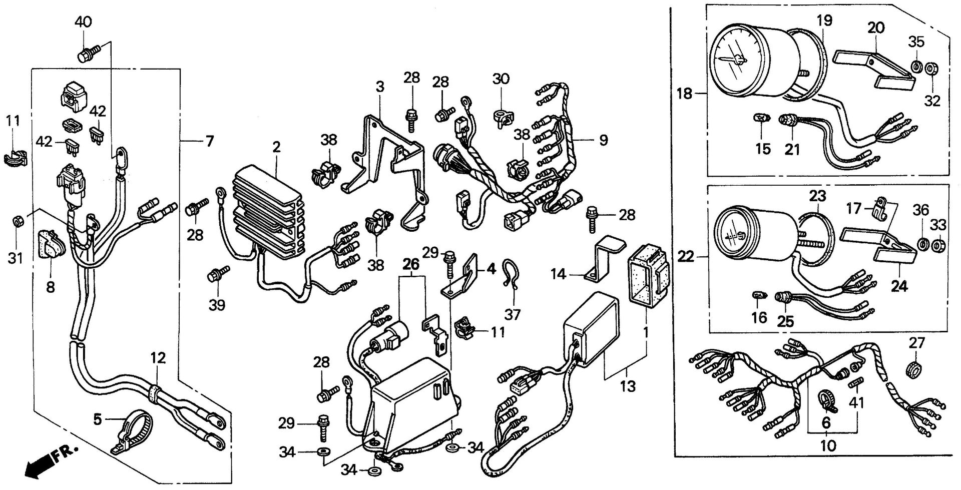 BF40 BF40AX remote control cable exploded parts diagram with numbered part references