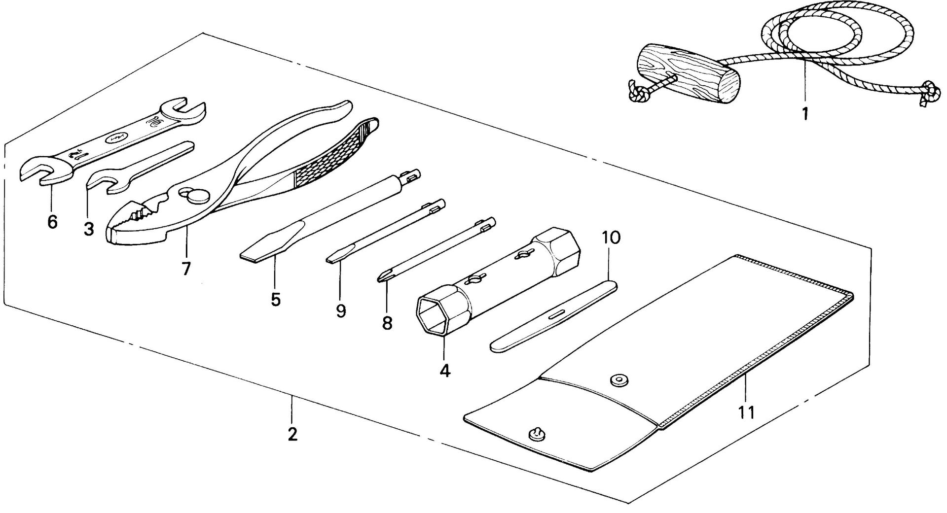BF40 BF40AX tools exploded parts diagram with numbered part references