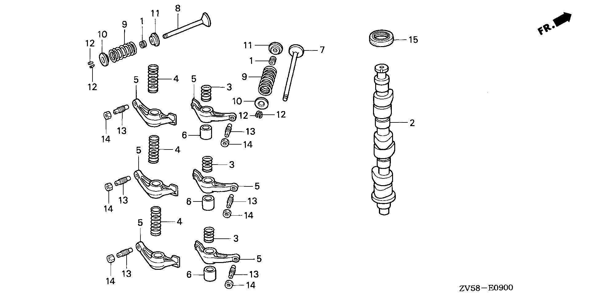 BF40 BF40A2 camshaft exploded parts diagram with numbered part references
