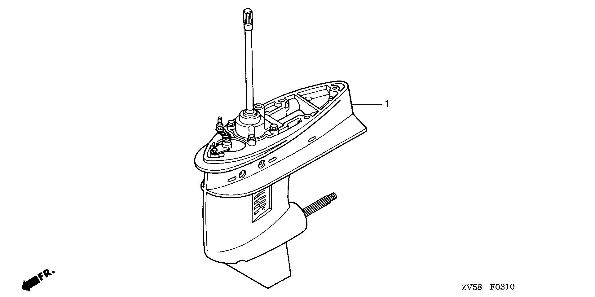 BF40 BF40A2 gear case assy. exploded parts diagram with numbered part references