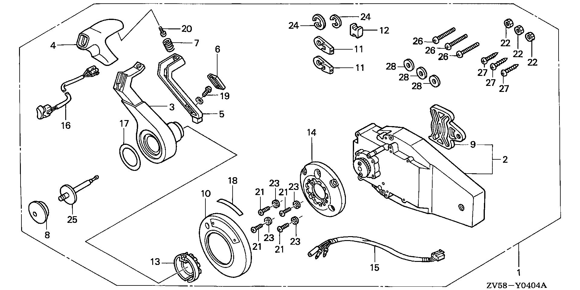 BF40 BF40A2 remote control (flush    mount type) (r.) exploded parts diagram with numbered part references