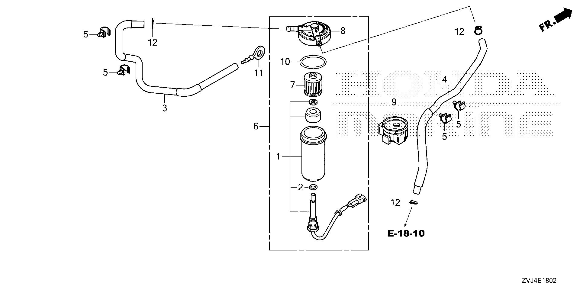 BF225 BF225DK1 fuel strainer (2) exploded parts diagram with numbered part references