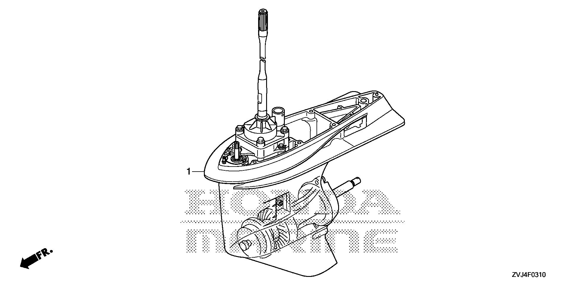 BF225 BF225DK1 gear case assy. exploded parts diagram with numbered part references
