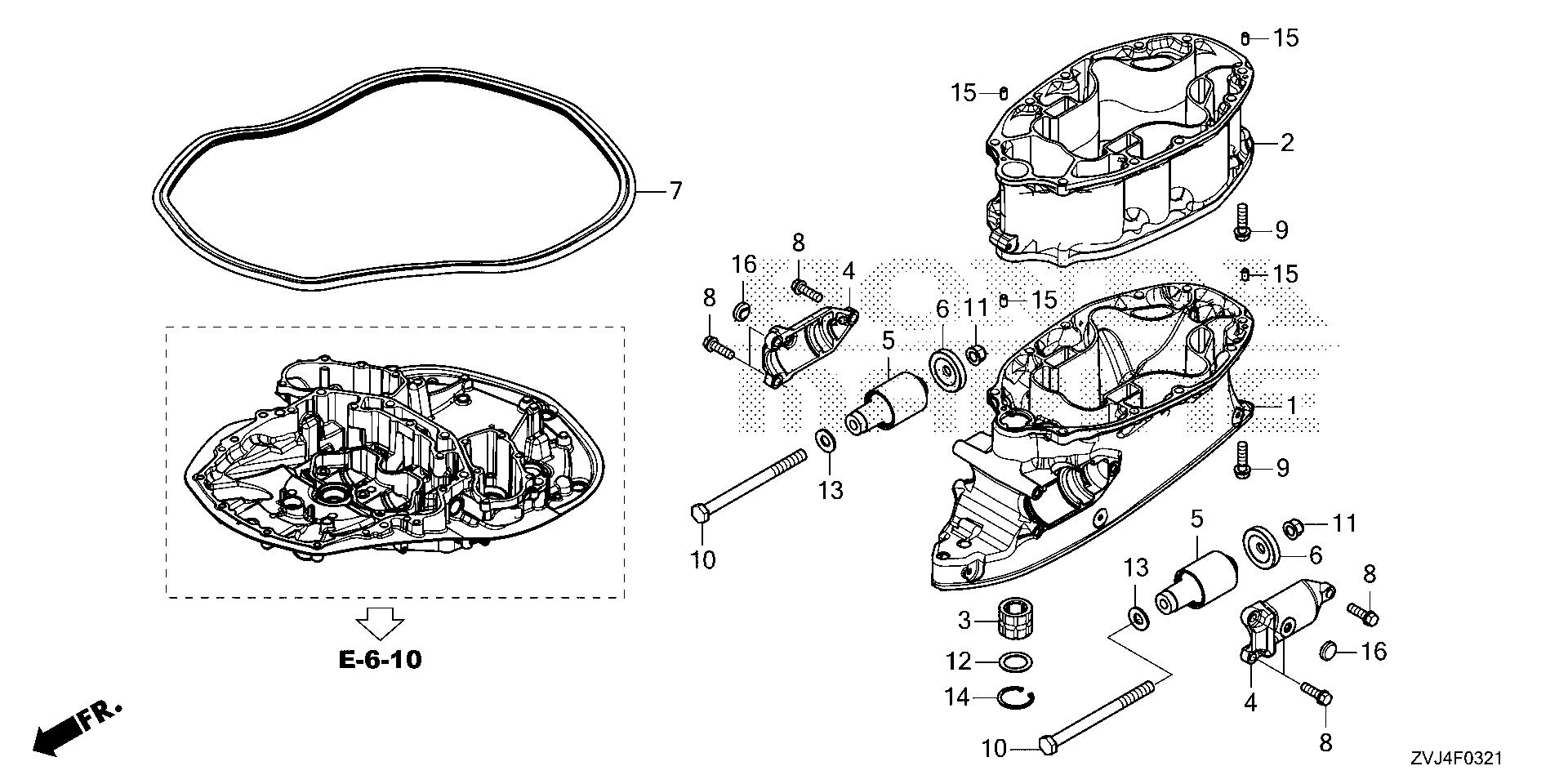 BF225 BF225DK1 extension case (2) exploded parts diagram with numbered part references