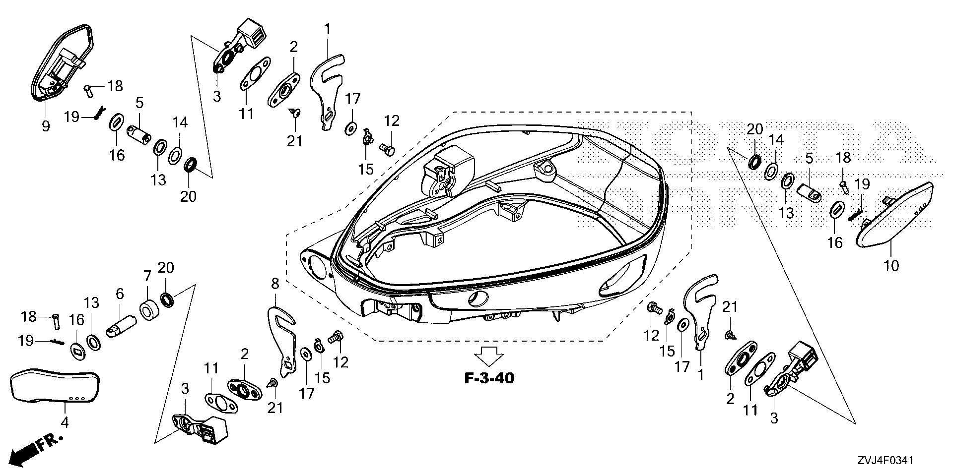 BF225 BF225DK1 cover lock lever exploded parts diagram with numbered part references
