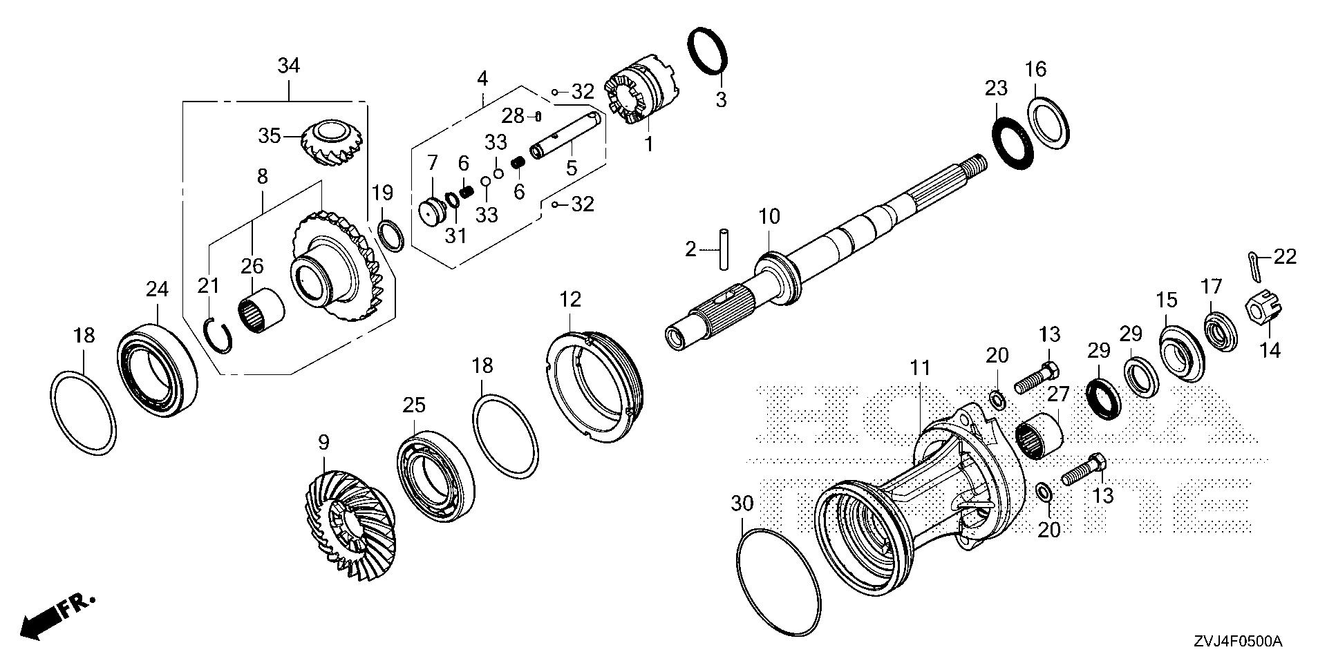 BF225 BF225DK1 propeller shaft (1) exploded parts diagram with numbered part references
