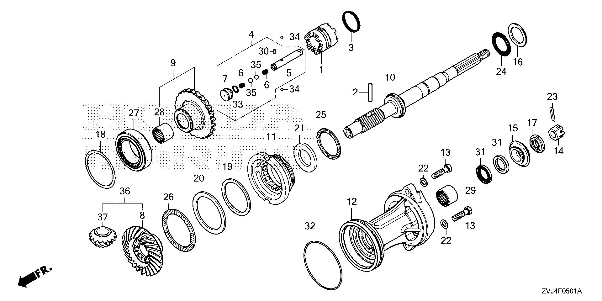 BF250 BF250D propeller shaft (2) exploded parts diagram with numbered part references