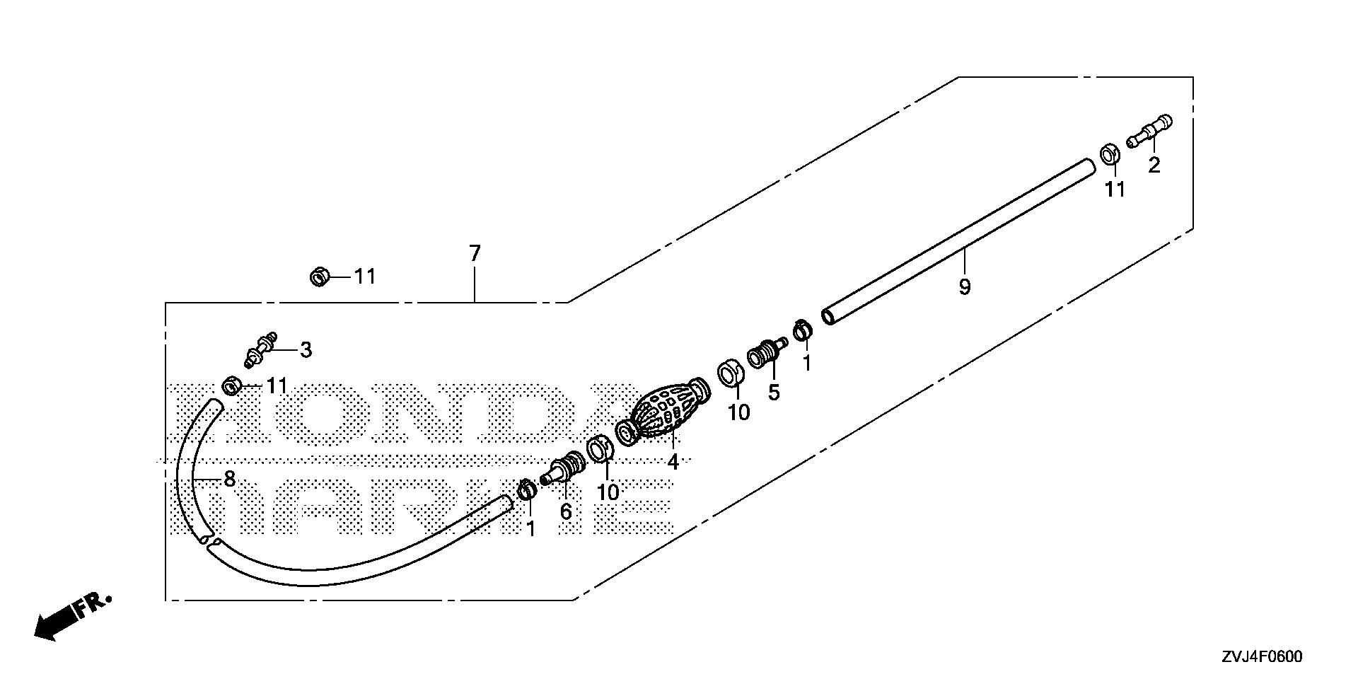 BF225 BF225DK1 fuel tube exploded parts diagram with numbered part references