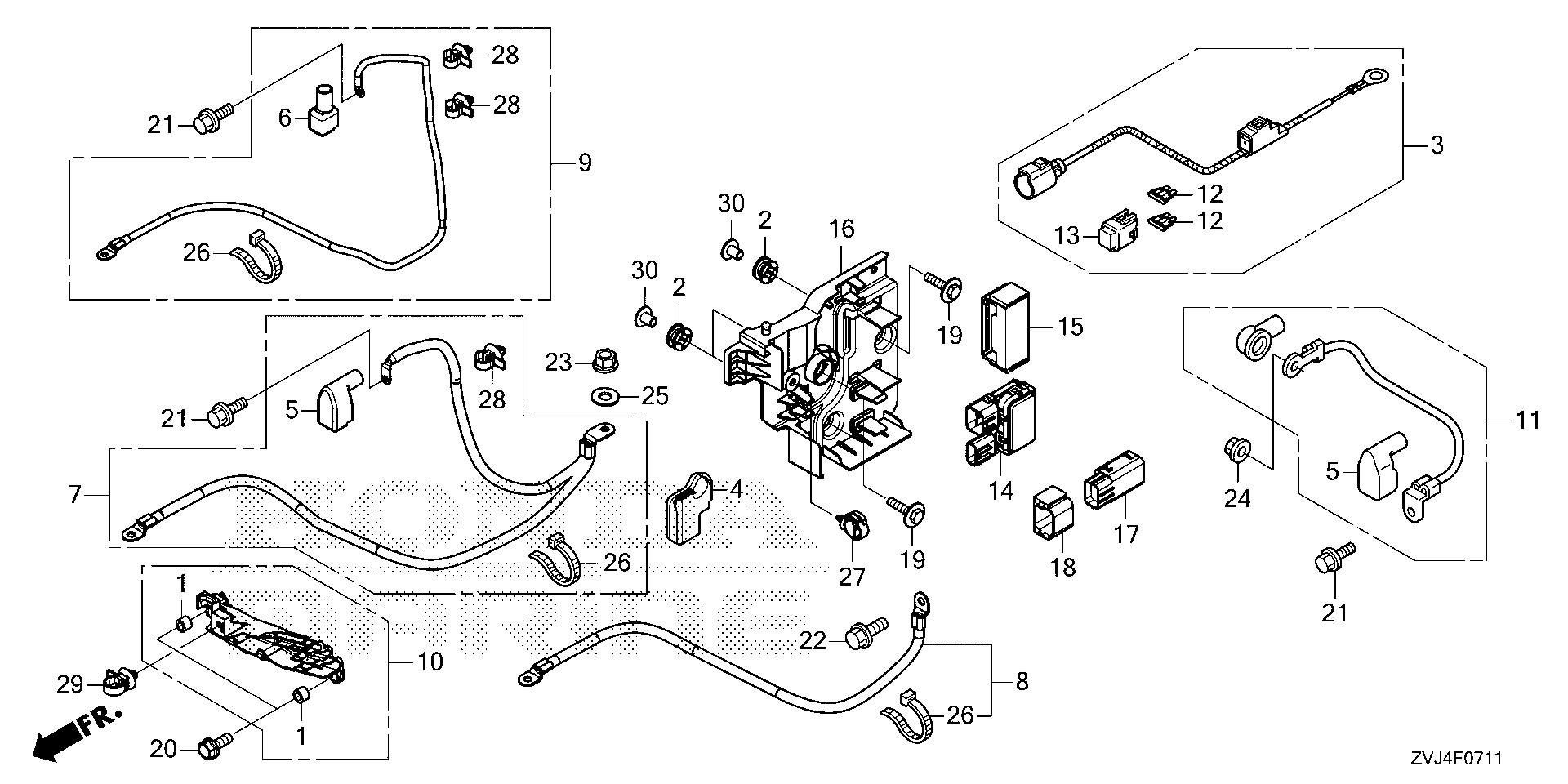 BF225 BF225DK1 starter cable (2) exploded parts diagram with numbered part references