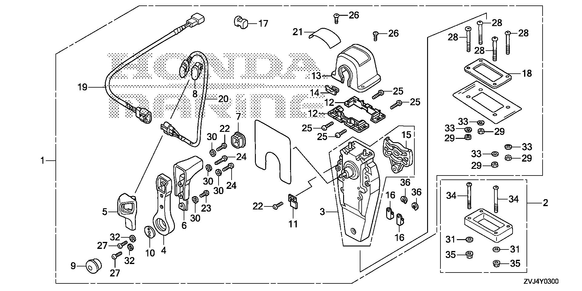 BF250 BF250D remote control (top mount single type) (r.) (mech) exploded parts diagram with numbered part references