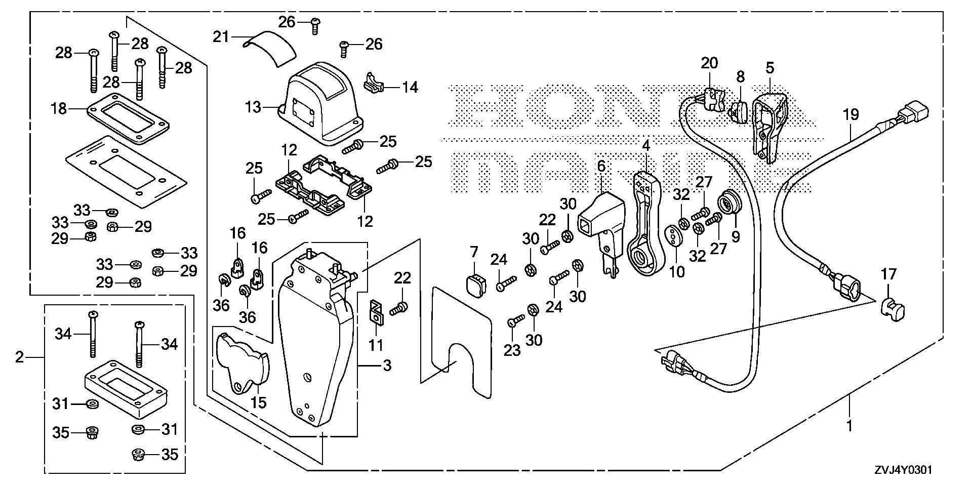 BF250 BF250D remote control (top mount single type) (l.) (mech) exploded parts diagram with numbered part references