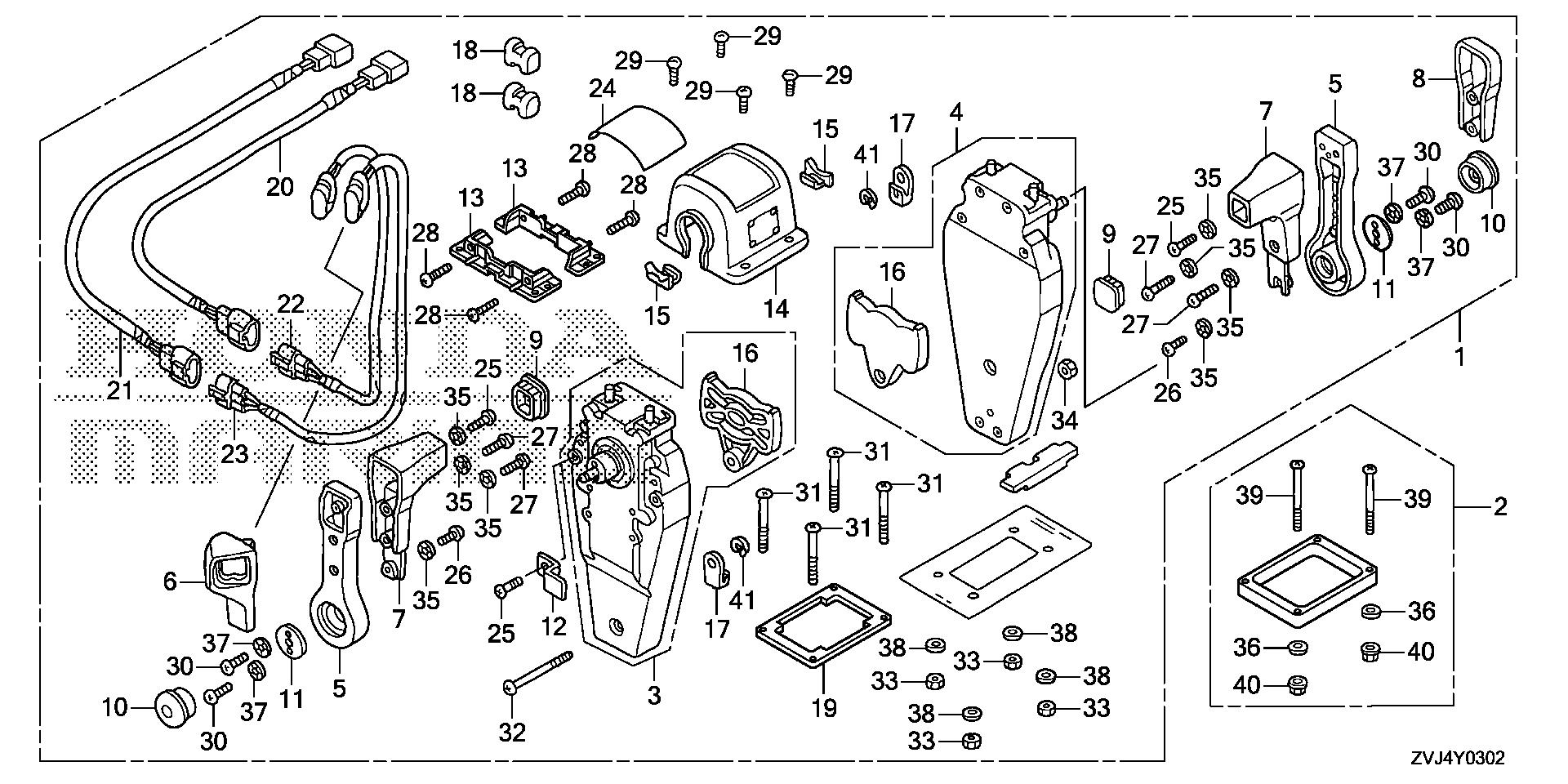 BF250 BF250D remote control (top mount dual type) (r.) (mech) exploded parts diagram with numbered part references