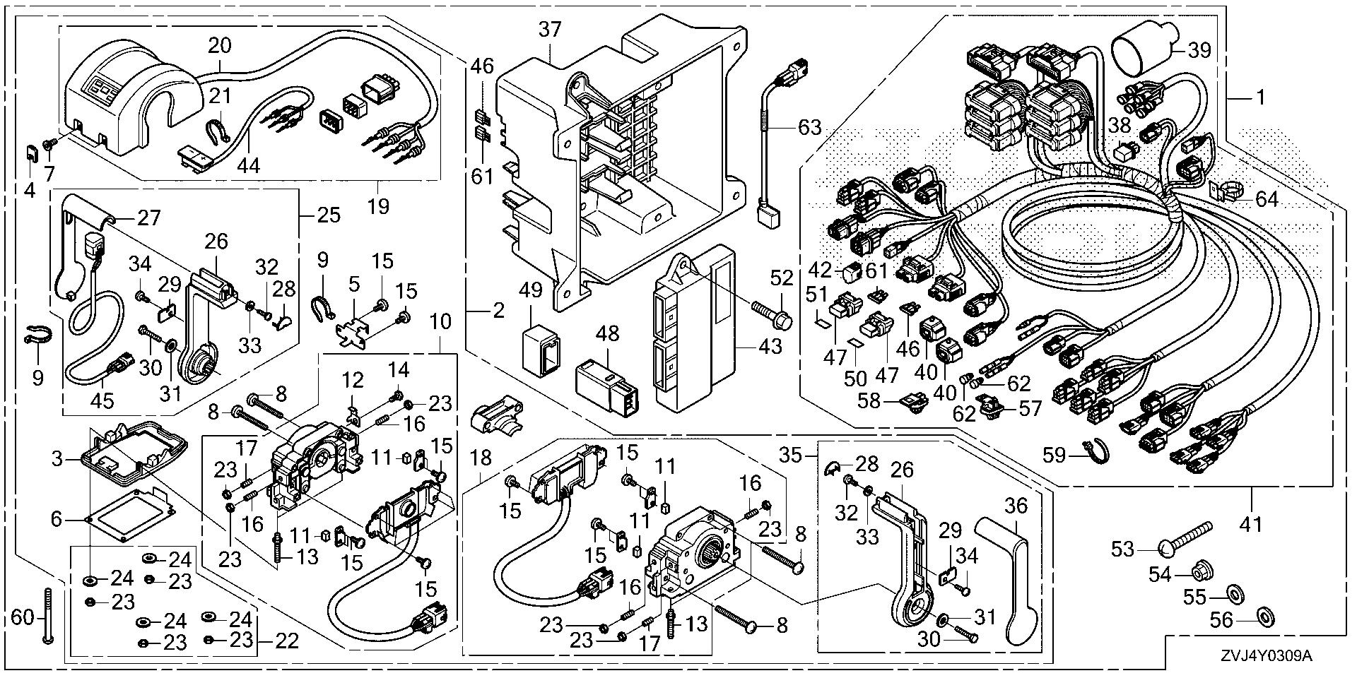 BF250 BF250D remote control (top mount dual type) (main) (dbw) exploded parts diagram with numbered part references