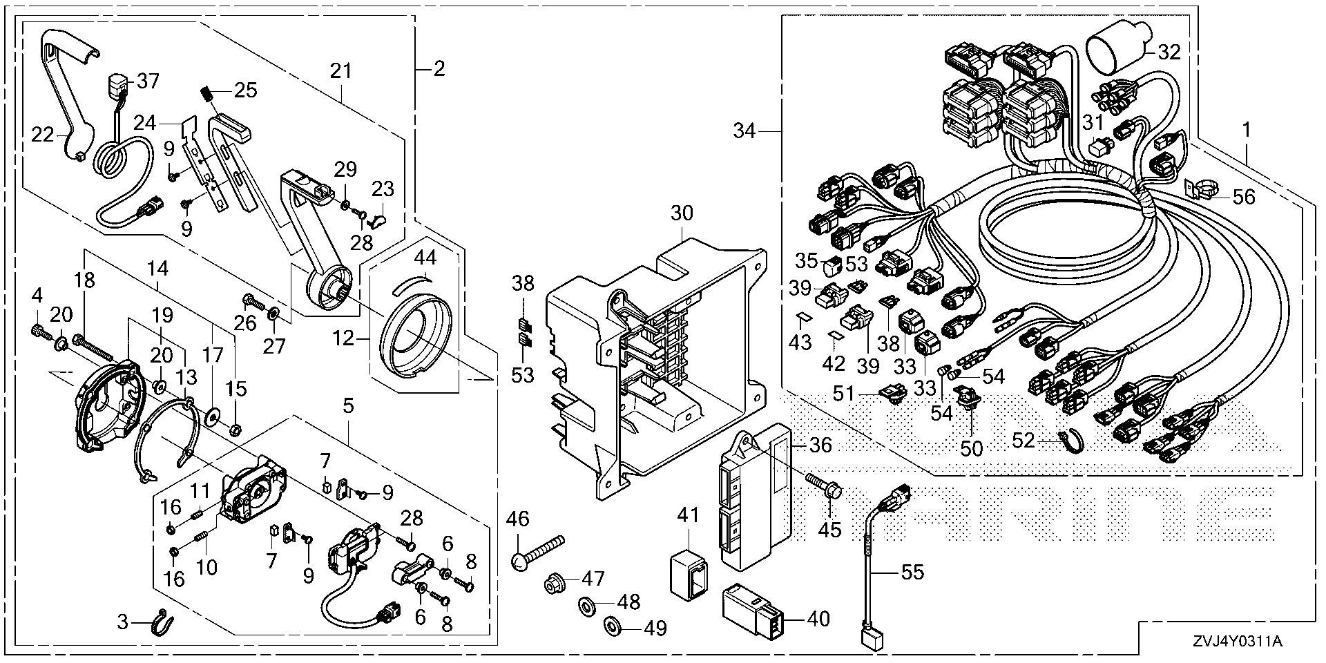 BF250 BF250D remote control (flush    mount type) (main) (dbw) exploded parts diagram with numbered part references
