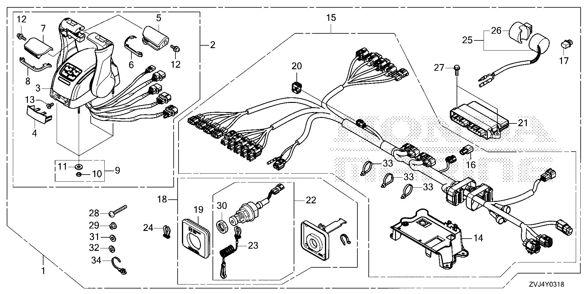 BF225 BF225DK1 remote control (top mount dual type) (second) exploded parts diagram with numbered part references