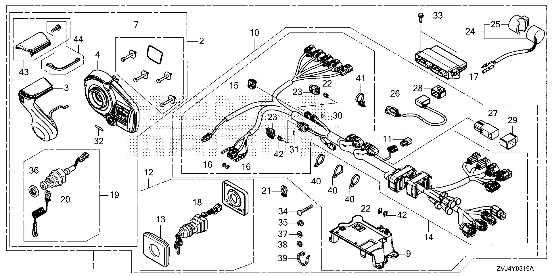 BF225 BF225DK1 remote control (flush    mount type) (main) exploded parts diagram with numbered part references