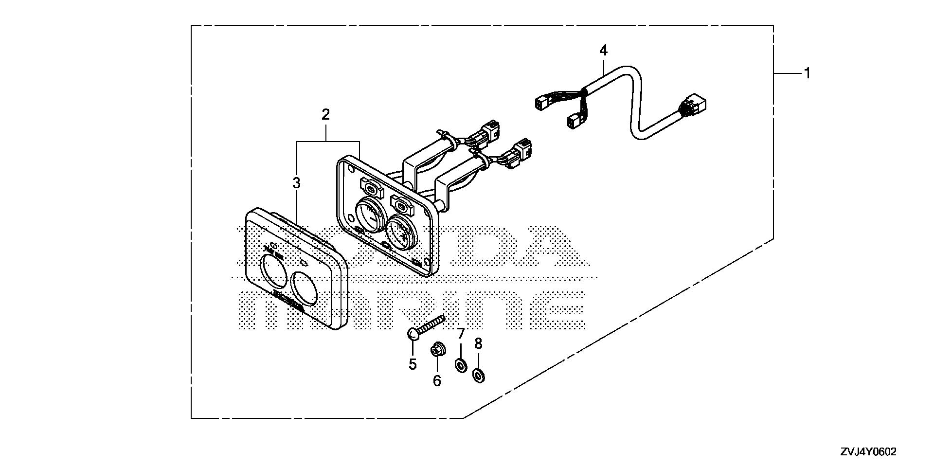 BF250 BF250D switch panel kit         (function) exploded parts diagram with numbered part references