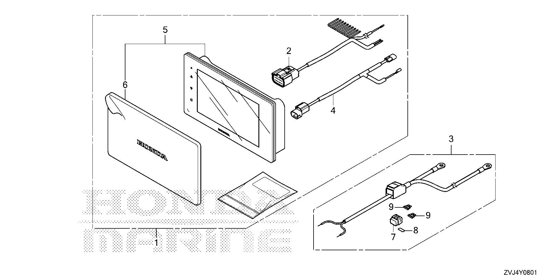 BF225 BF225DK1 display kit (7 inch) exploded parts diagram with numbered part references