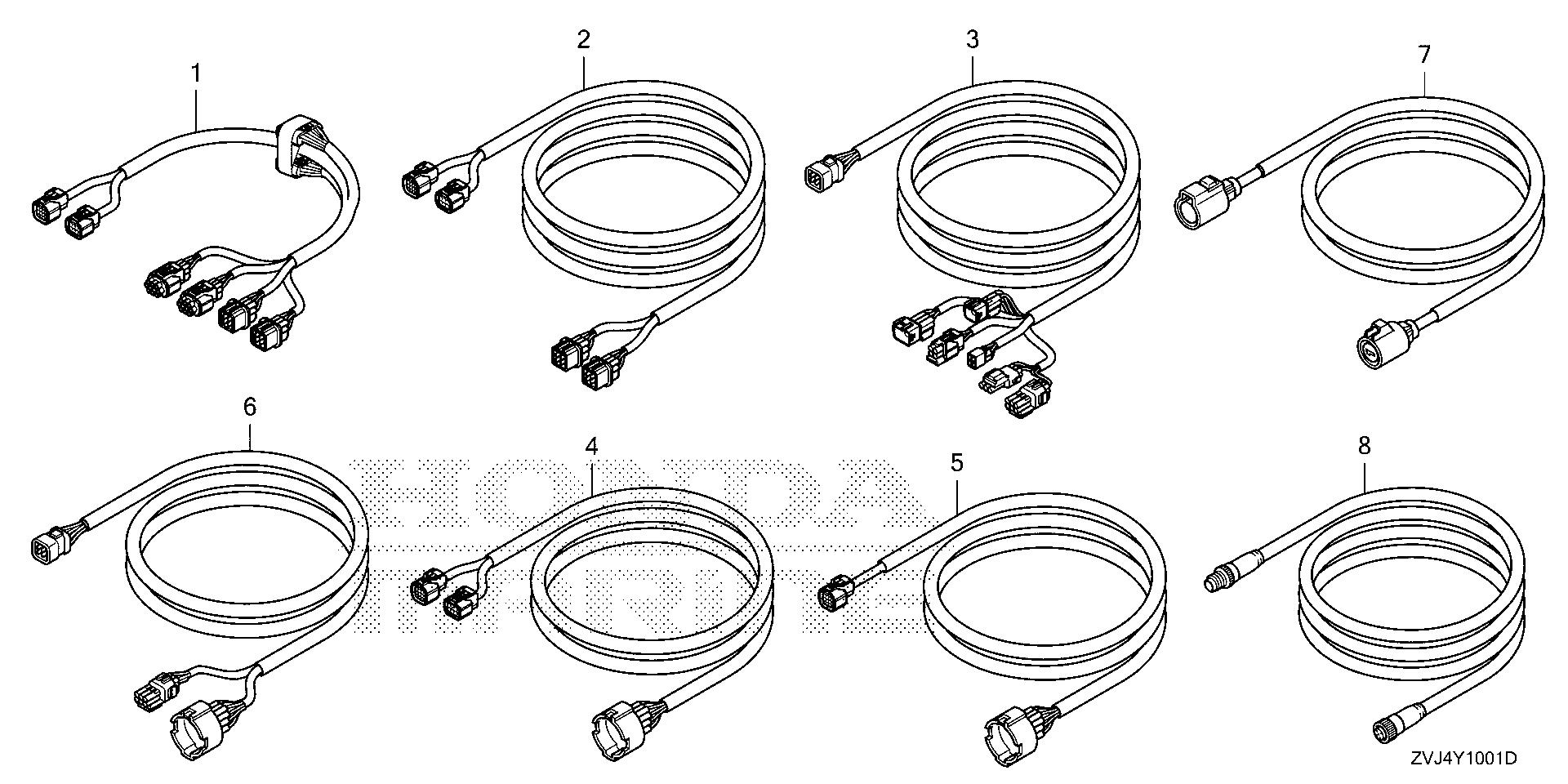 BF225 BF225DK1 cable kit (2) exploded parts diagram with numbered part references