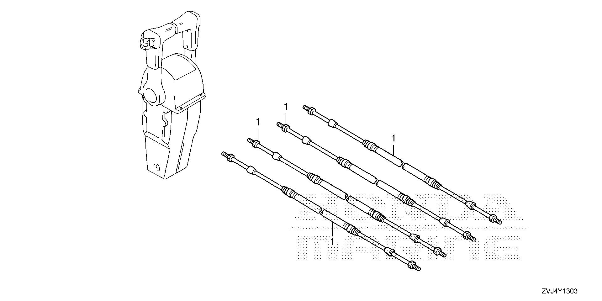 BF225 BF225DK1 cable (dual) (nhk mec) exploded parts diagram with numbered part references