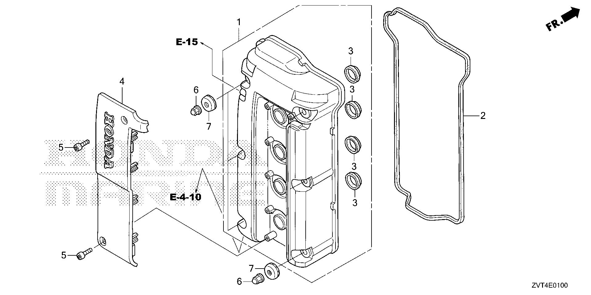 BF140 BF140A cylinder head cover exploded parts diagram with numbered part references