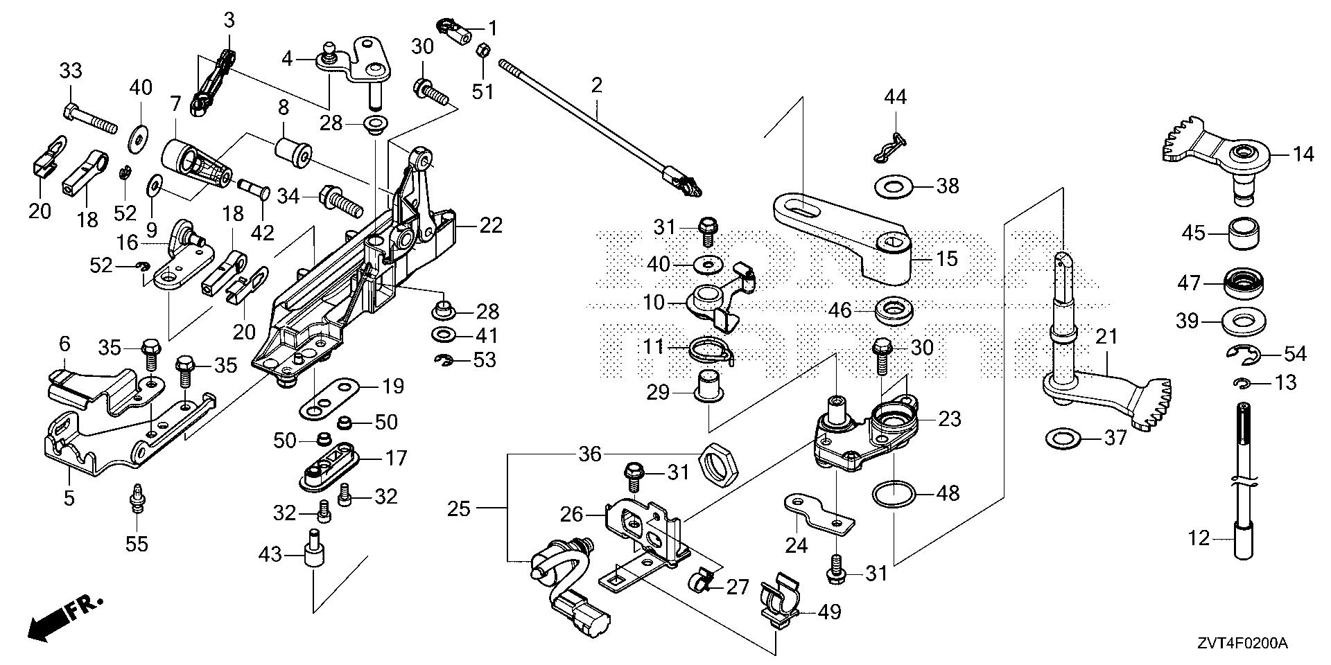 BF140 BF140A shift shaft (mech) exploded parts diagram with numbered part references