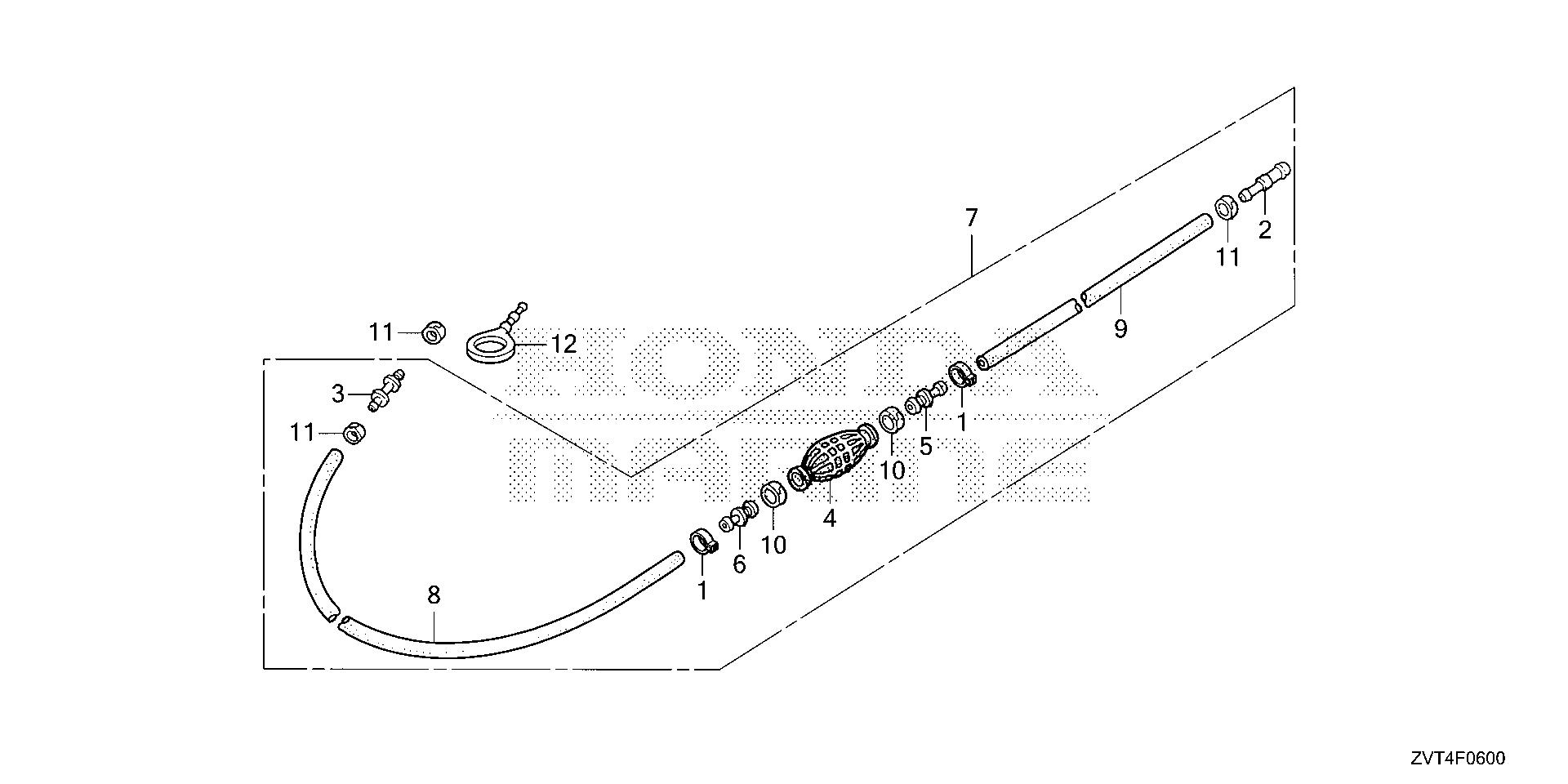 BF140 BF140A fuel tube exploded parts diagram with numbered part references