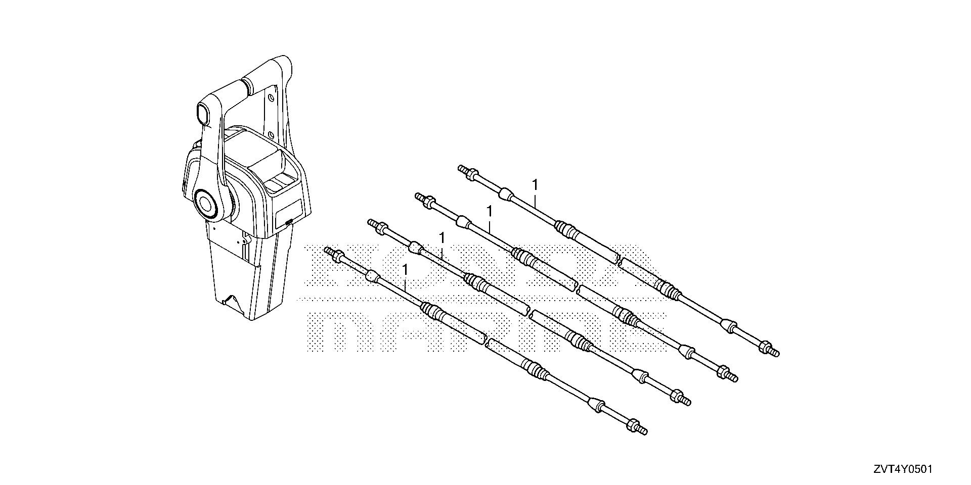 BF140 BF140A cable (dual) (hi-lex) exploded parts diagram with numbered part references