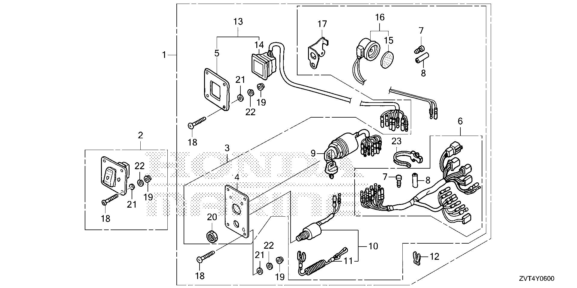 BF140 BF140A switch panel kit (1)     (mech) exploded parts diagram with numbered part references