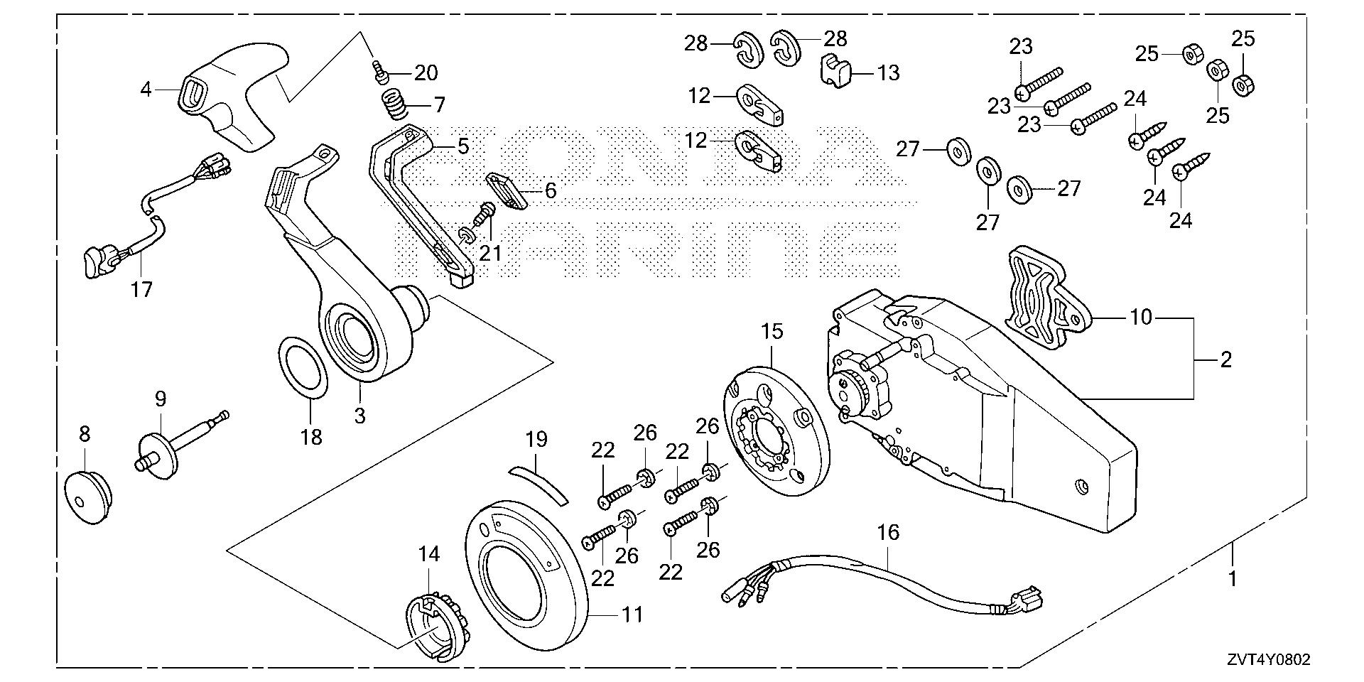BF140 BF140A remote control (flush    mount type) (r.) exploded parts diagram with numbered part references