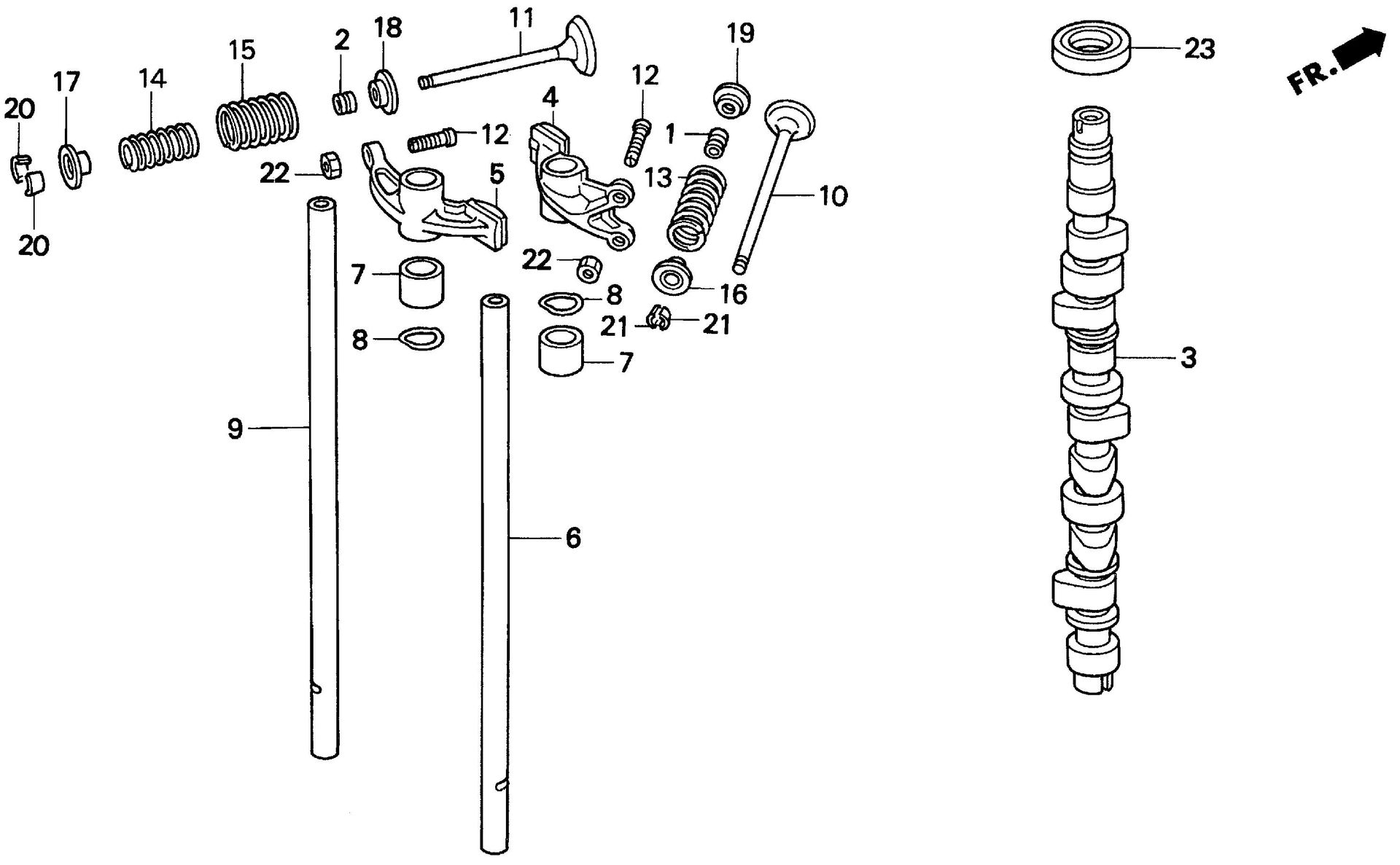 BF90 BF90AW camshaft exploded parts diagram with numbered part references