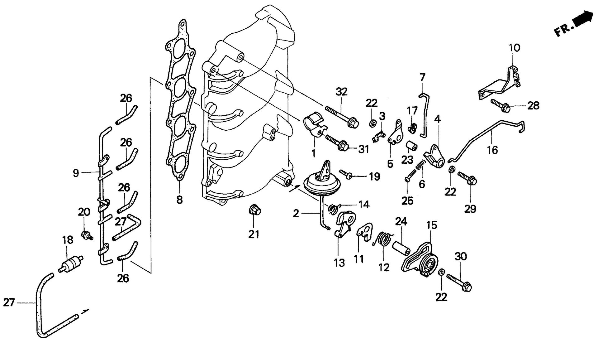 BF90 BF90AW throttle cam exploded parts diagram with numbered part references