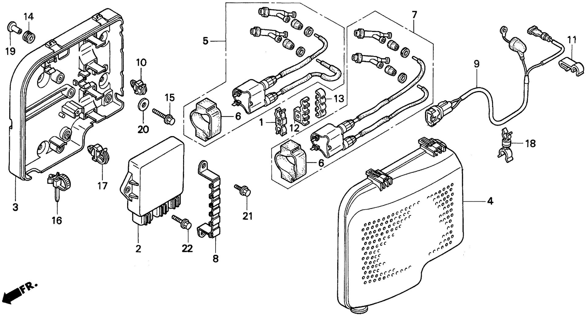 BF90 BF90AW ignition coil (1) exploded parts diagram with numbered part references