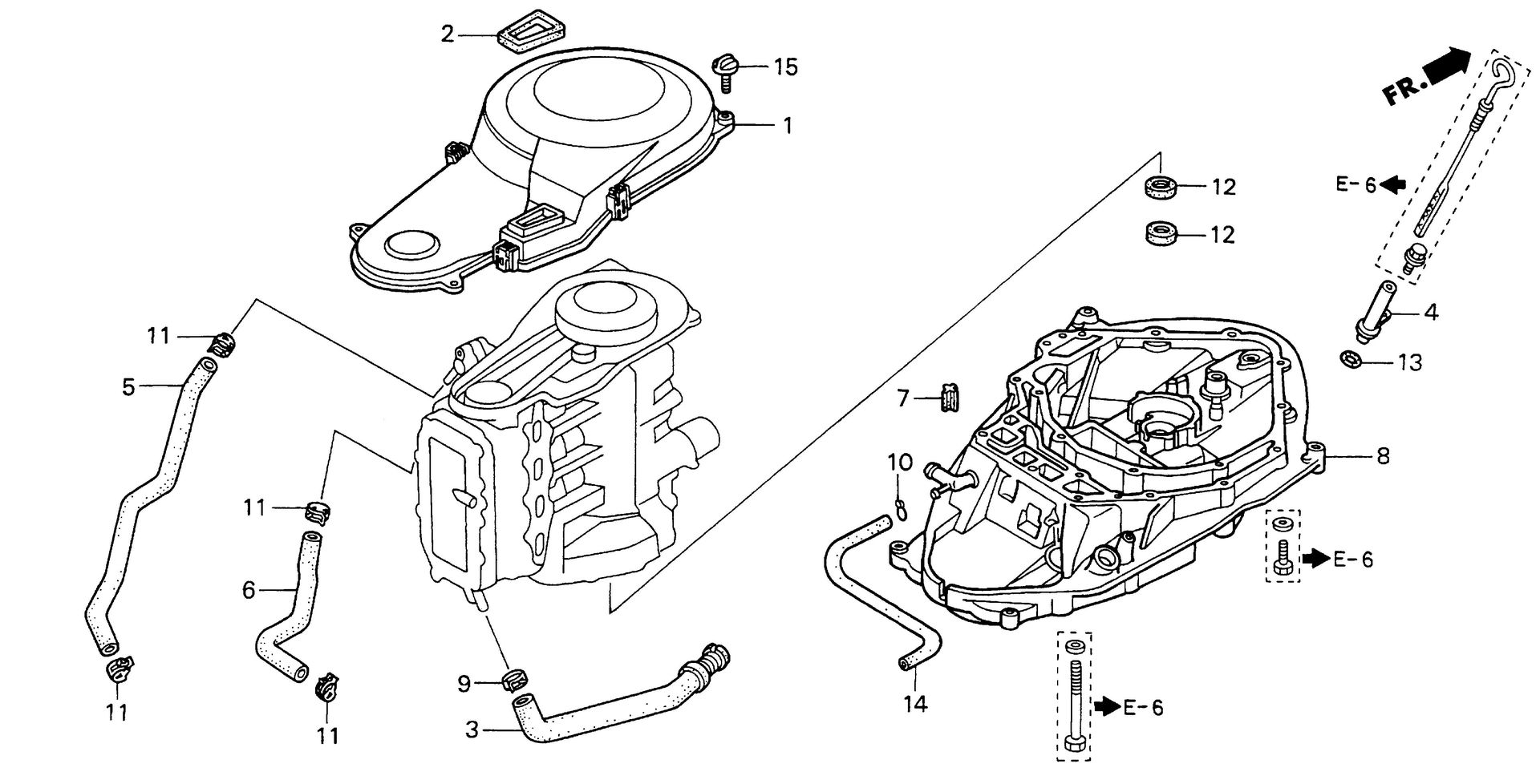 BF90 BF90AW timing belt cover - mount  case exploded parts diagram with numbered part references