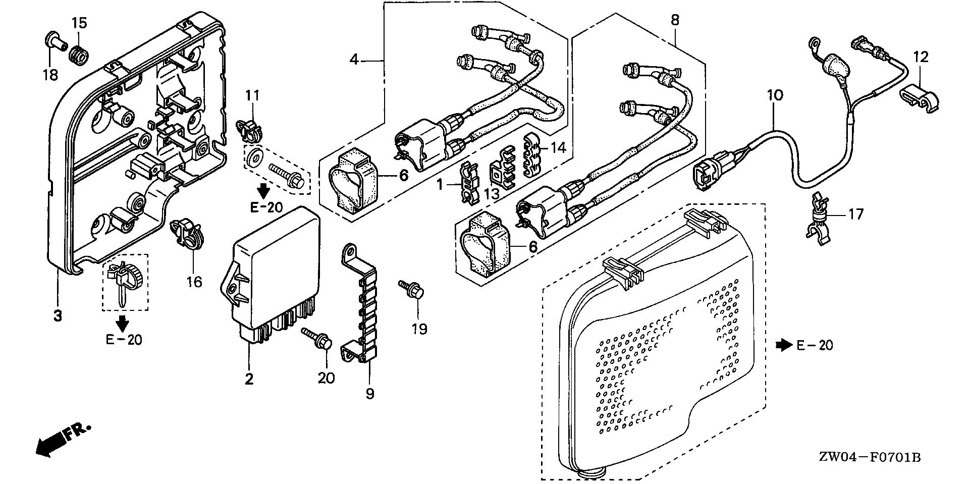 BF90 BF90AW ignition coil (2) exploded parts diagram with numbered part references