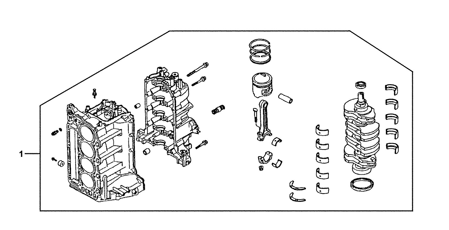 BF90 BF90A2 short block exploded parts diagram with numbered part references