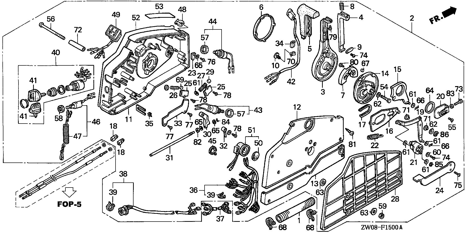 BF90 BF90A2 remote control (side     mount) exploded parts diagram with numbered part references