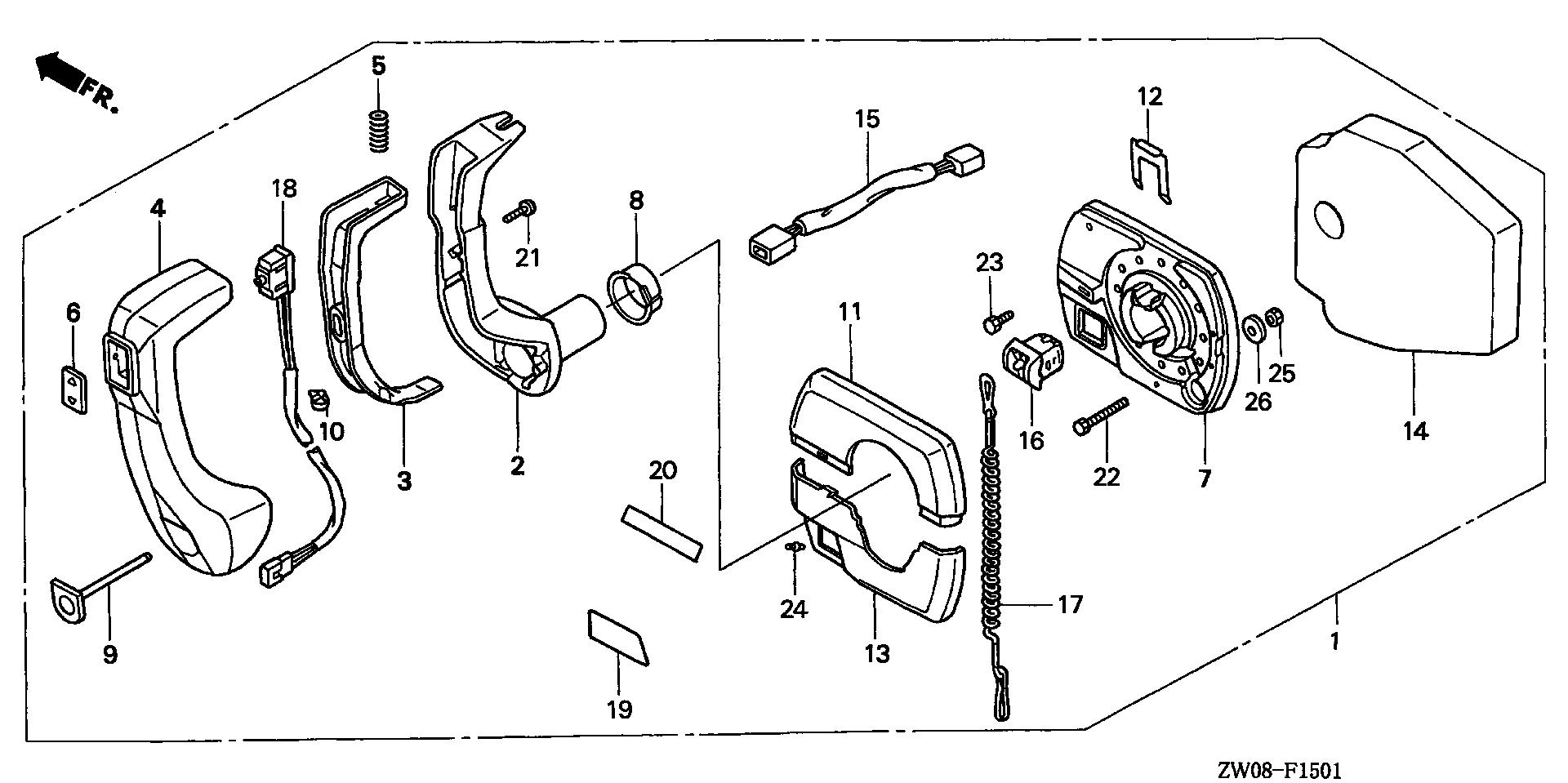 BF90 BF90A2 remote control (panel    mount) exploded parts diagram with numbered part references